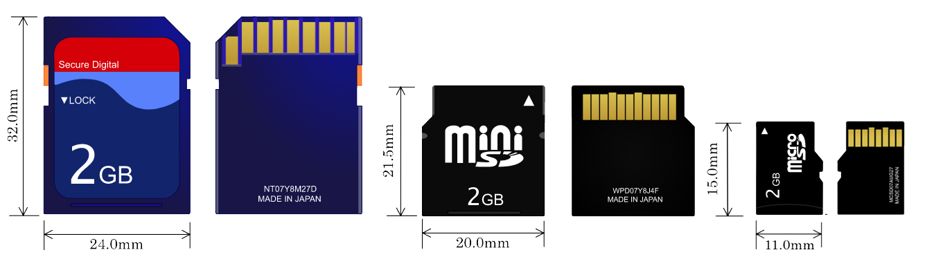 انواع حافظه Micro SD , Mini SD, SDHC